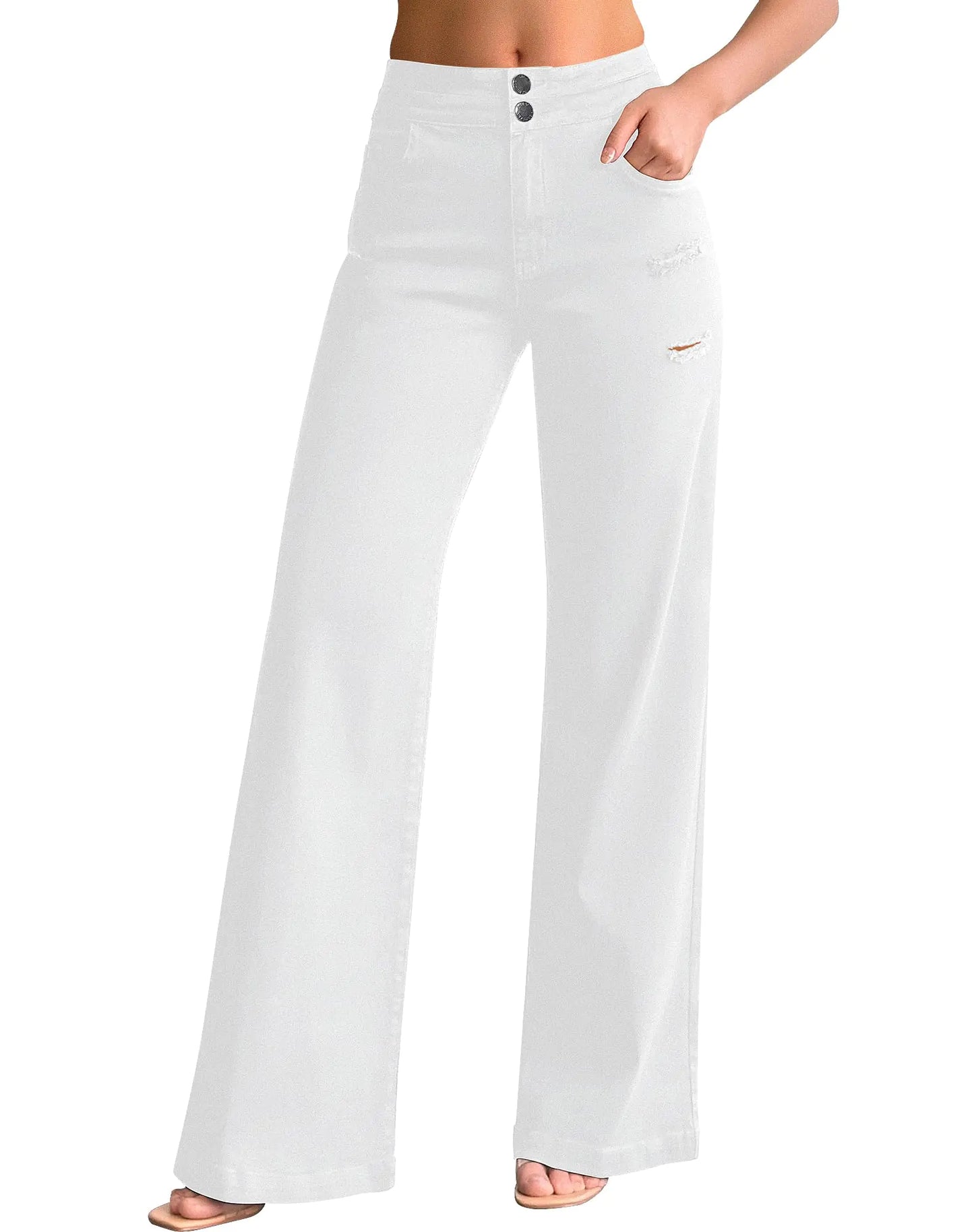 Casual Distressed High Waisted Denim Jeans
