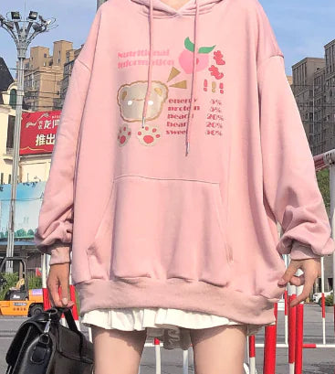 Cartoon Print Velvet Hoodie
